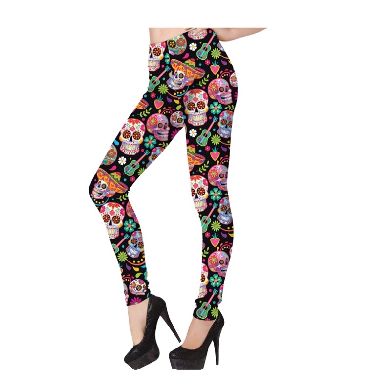 LEGGINGS JOUR DE MORTS OU DAY OF THE DEAD OU CATRINA