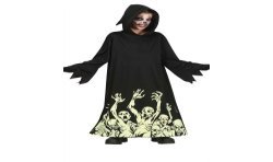 DEGUISEMENT HALLOWEEN  TUNIQUE NOIRE AVEC SQUELETTE DECU  TAILLE 5-6 ANS