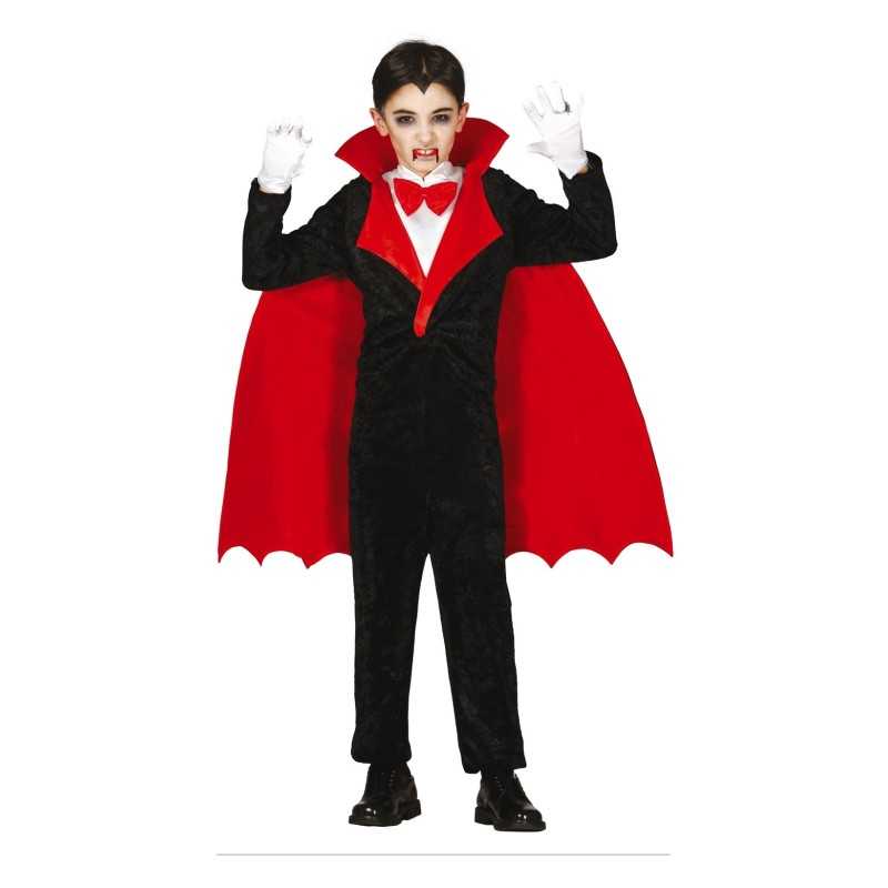 DEGUISEMENT HALLOWEEN GARCON VAMPIRE NOIR AVEC CAPE ROUGE TAILLE 10-12 ANS 