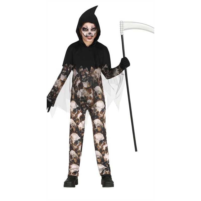 DEGUISEMENT HALLOWEEN COMBINAISON TETE DE MORT TAILLE 7-9 ANS