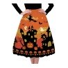 JUPE NOIR ET ORANGE CHATEAU HANTE ET SORCIERE ADULTE HALLOWEEN