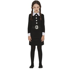 DEGUISEMENT ADAM MERCREDI ROBE NOIR COL BLANC TAILLE 7-9 ANS