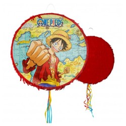 PINATA RONDE A TAPER OU A TIRER LUFFY ONE PIECE 40 CM 