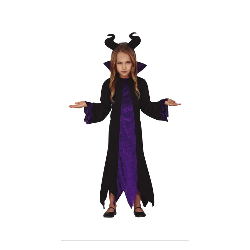 DEGUISEMENT HALLOWEEN FILLE ROBE NOIR ET VIOLET TAILLE 10-12 ANS 