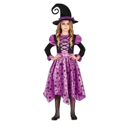 DEGUISEMENT HALLOWEEN SORCIERE VIOLET ET NOIR ETOILE TAILLE 10-12 ANS