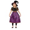 DEGUISEMENT HALLOWEEN SORCIERE VIOLET ET NOIR TOILE D'ARAIGNEE TAILLE 7-9 ANS