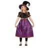 DEGUISEMENT HALLOWEEN SORCIERE VIOLET ET NOIR TOILE D'ARAIGNEE  TAILLE 3-4 ANS