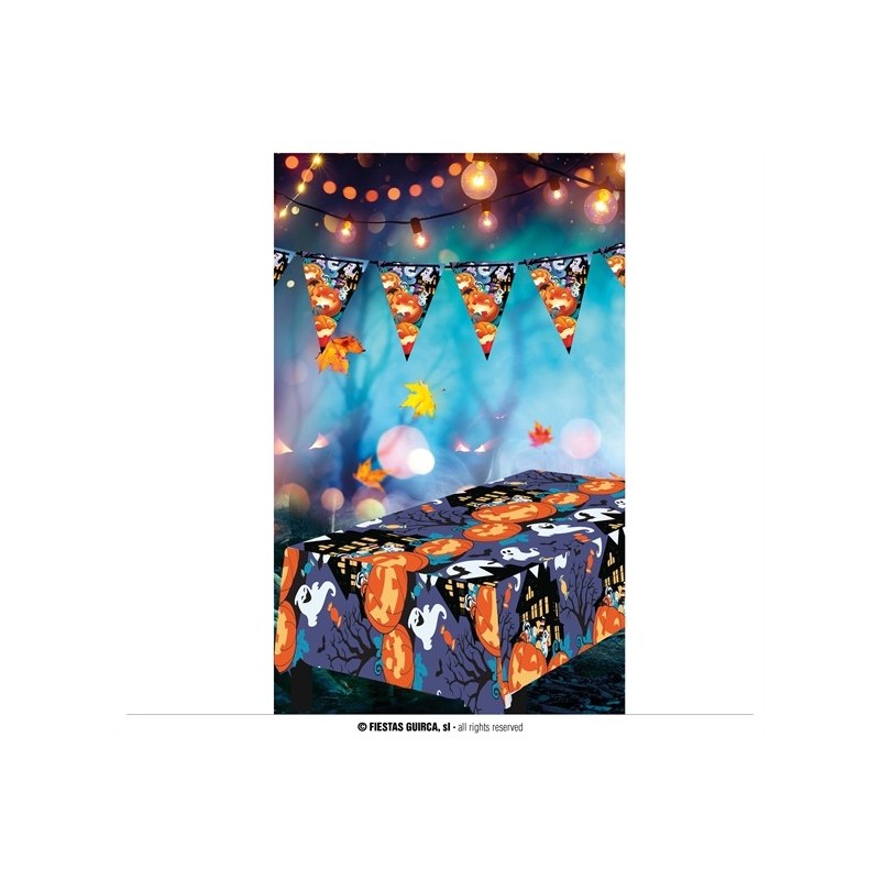 NAPPE HALLOWEEN FANTOME ET CITROUILLE 137 X 274 CM  NAPPE HALLOWEEN FANTOME ET CITROUILLE 137 X 274 CM