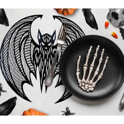 SET DE TABLE HALLOWEEN NOIR CHAUVE SOURIS 38 CM