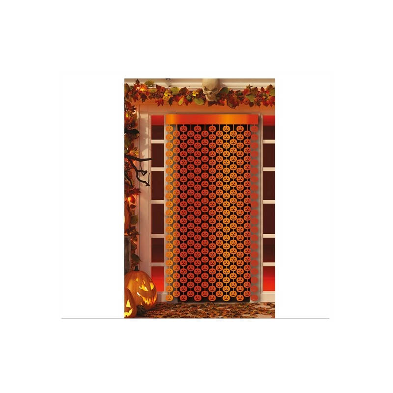 RIDEAU DECORATION CITROUILLE ORANGE 100 X 200 CM