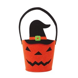 SAC A BONBON EN FEUTRINE CITROUILLE HALLOWEEN 25 X 13 CM