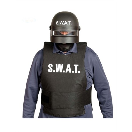 CASQUE ANTI EMEUTE NOIR DE POLICE SWAT ADULTE