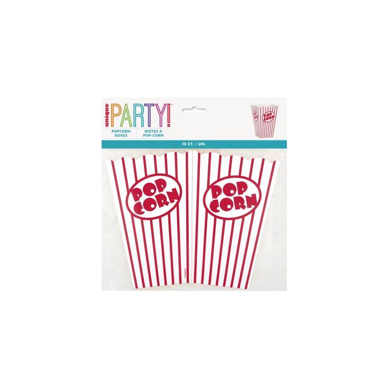 10 BOITES A POP-CORN BLANC ET ROUGE