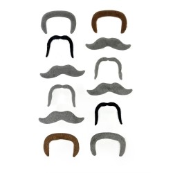 12 MOUSTACHES ROUX NOIR GRIS ET CHATAIN