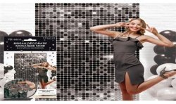 RIDEAU MURAL DECORATIF MOSAIQUE NOIR 100 X 200 CM 