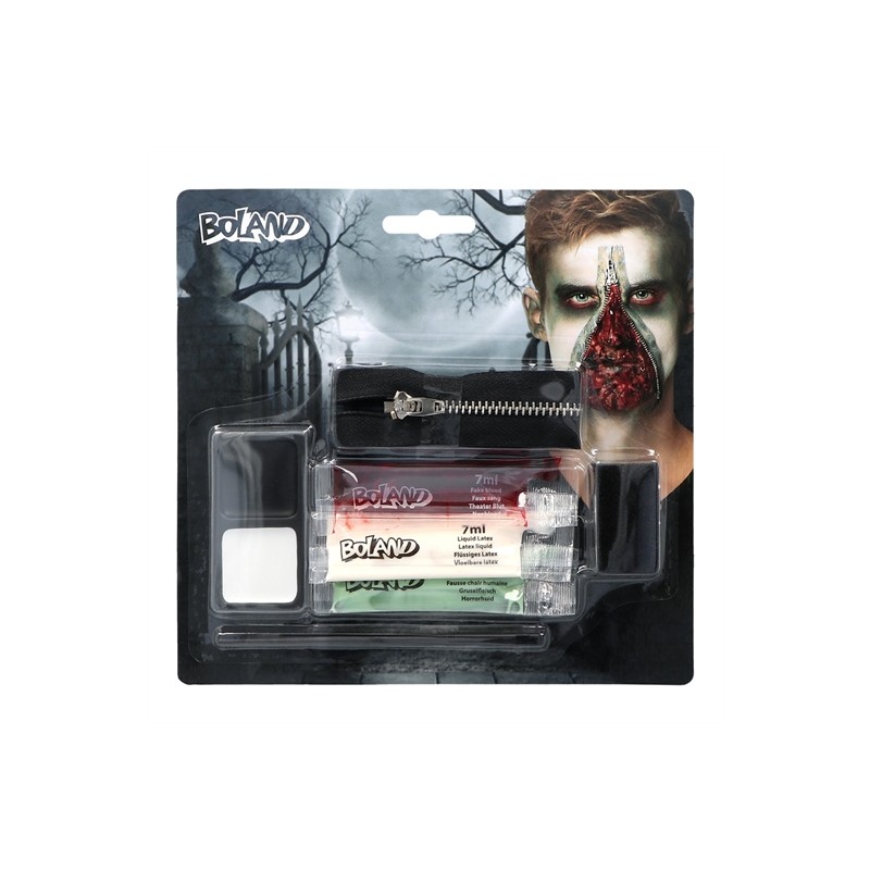 KIT MAQUILLAGE FERMETURE ECLAIR ZOMBIE HALLOWEEN