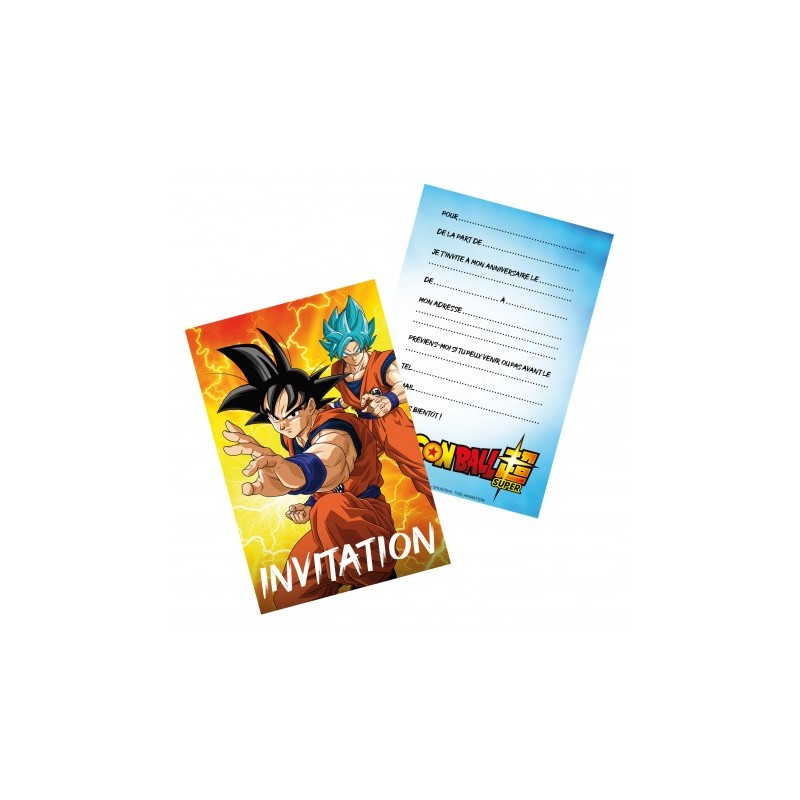 8 INVITATIONS + ENVELOPPES DRAGON BALL Z