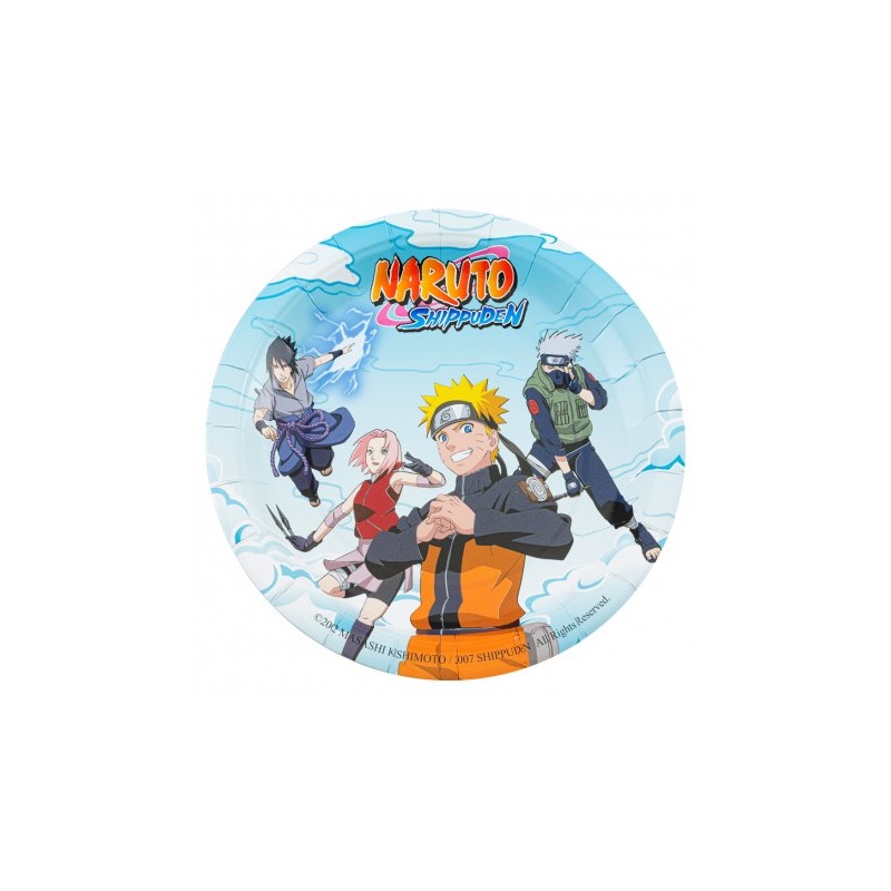 8 ASSIETTES CARTON COMPOSTABLE NARUTO SHIPPUNDEN 23 CM