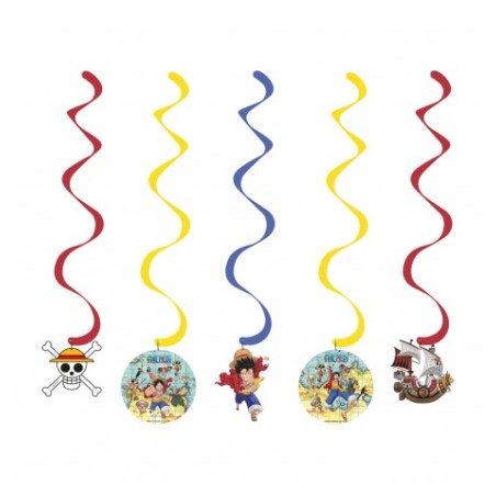 SET DE 5 SUSPENSIONS SWIRL ONE PIECE LUFFY DIA 17 CM X 60 CM