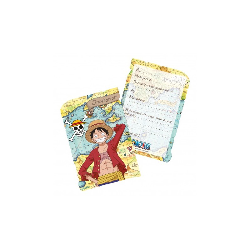 8 INVITATIONS + ENVELOPPES ONE PIECE LUFFY