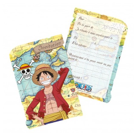 8 INVITATIONS + ENVELOPPES ONE PIECE LUFFY