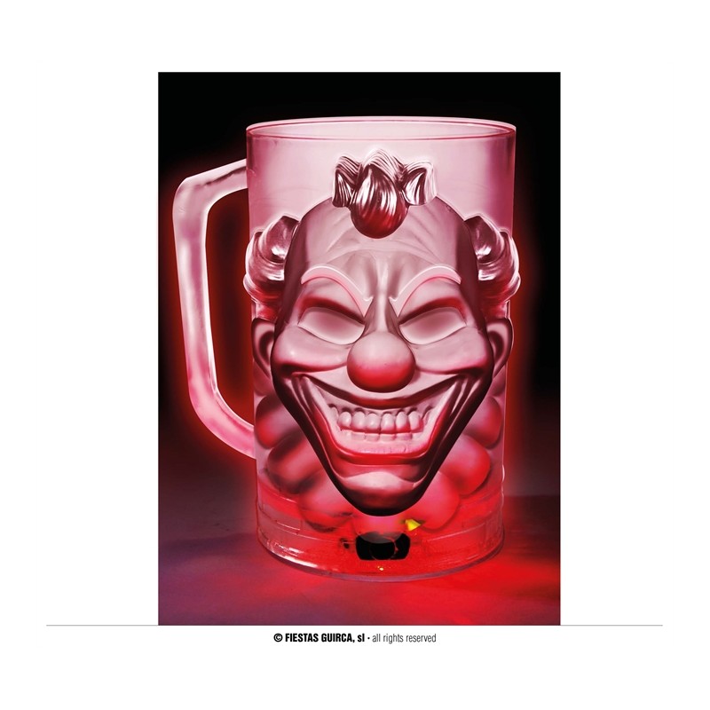 VERRES OU CHOPE LUMINEUX HALLOWEEN CLOWN AFFREUX