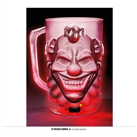 VERRES OU CHOPE LUMINEUX HALLOWEEN CLOWN AFFREUX