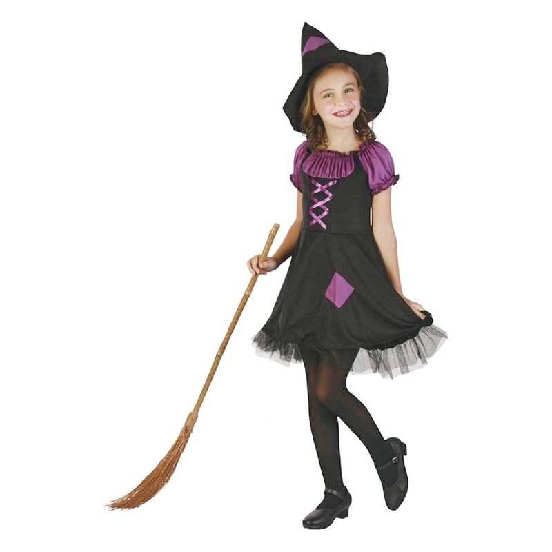 DEGUISEMENT HALLOWEEN SORCIERE NOIR ET VIOLET TAILLE S (3-4 ANS )