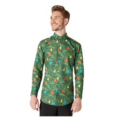 CHEMISE DE NOEL ADULTE  VERTE GUIRLANDE ET SAPIN TAILLE M