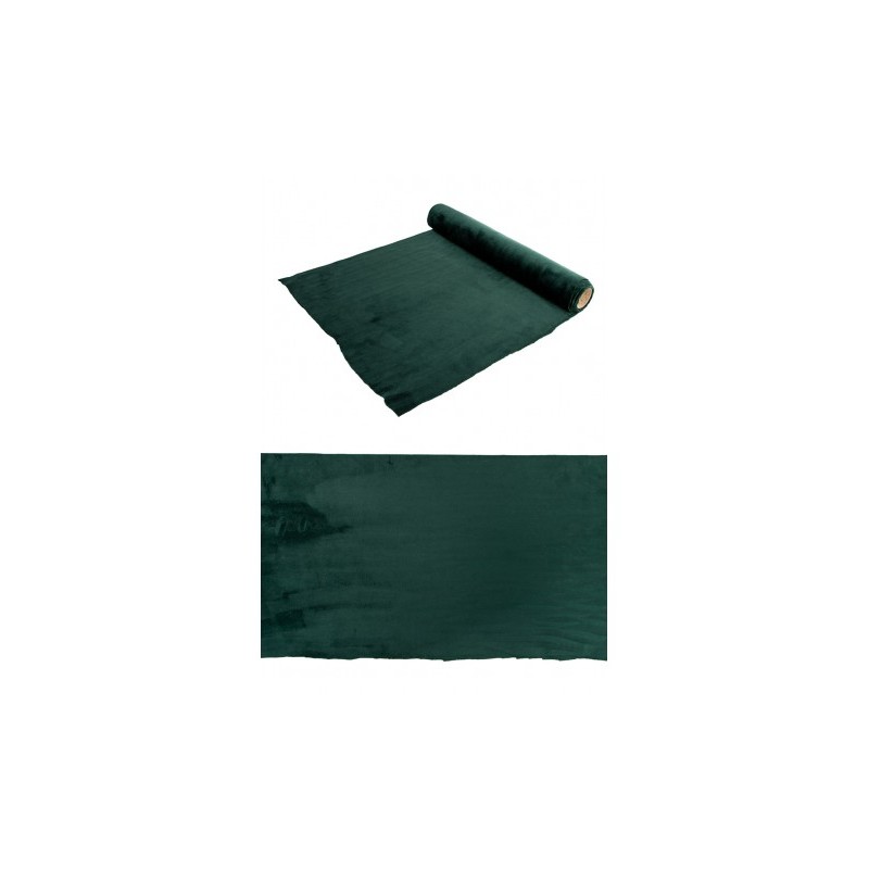 CHEMIN DE TABLE VERT FONCE EN VELOURS 28 CM X 3 METRES 