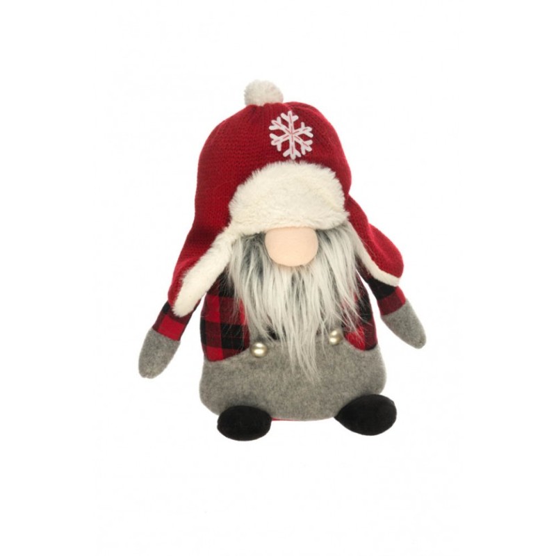 GNOME TRAPEUR LEWIS CASQUETTE ROUGE-GRIS 30 CM X 19 CM X 31 CM