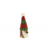 TETE PERE NOEL TRICOT NOEL ROUGE-VERT BOIS 6 CM X 8 CM X 14 CM