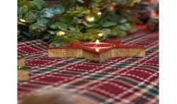 BOUGEOIR BOIS ETOILE VERNIS ROUGE BRILLANT 12 CM X 2 CM