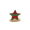 ETOILE TRICOT NOEL ROUGE-VERT SUR SOCLE BOIS 7 CM X 11 CM X 12.5 CM