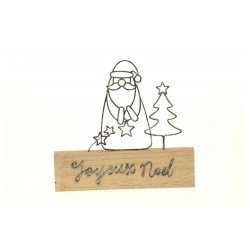 CENTRE DE TABLE BOIS JOYEUX NOEL INDUS NATUREL 21 CM X 19 CM