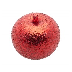 POMME DE NOEL ROUGE PAILLETTE DIA 6 CM X 6 CM DE HAUT