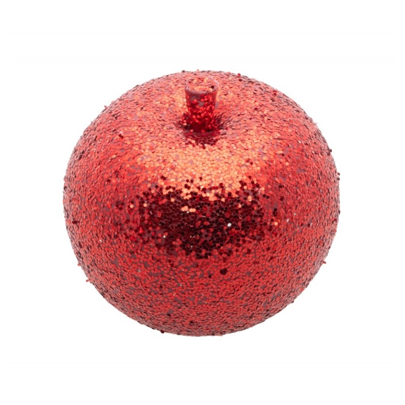 POMME DE NOEL ROUGE PAILLETTE DIA 6 CM X 6 CM DE HAUT