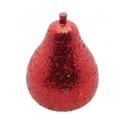 POIRE DE NOEL ROUGE PAILLETTE DIA 5.5 CM X 8,5 CM DE HAUT