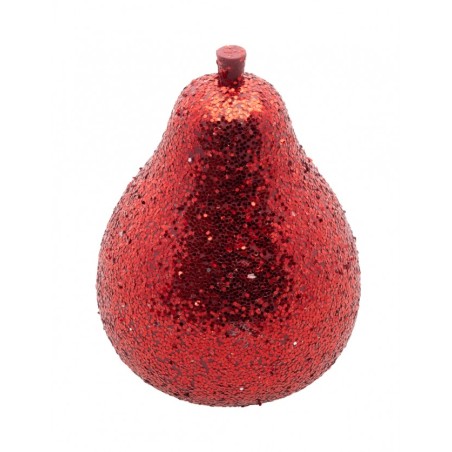 POIRE DE NOEL ROUGE PAILLETTE DIA 5.5 CM X 8,5 CM DE HAUT