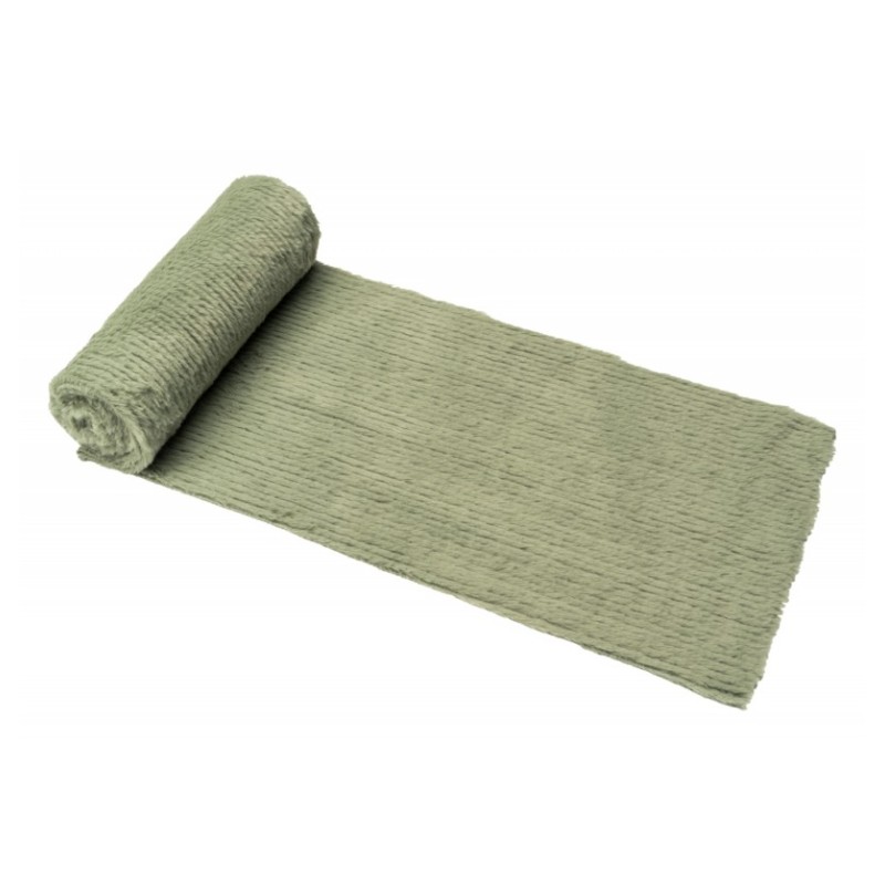 CHEMIN DE TABLE FLUFFY TYPE POLAIRE VERT SAUVAGE 30 CM X 300 CM