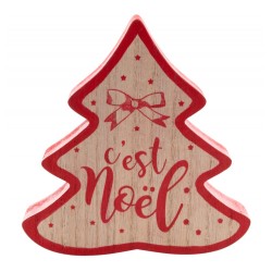 SAPIN BOIS C'EST NOEL 14 CM X 2 CM X 14.5 CM HT