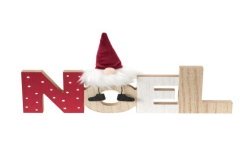 CENTRE DE TABLE LETTRES NOEL PÈRE NOEL VELOURS BORDEAUX FOURRURE BARBE BLANCHE