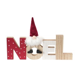 CENTRE DE TABLE LETTRES NOEL PÈRE NOEL VELOURS BORDEAUX FOURRURE BARBE BLANCHE 