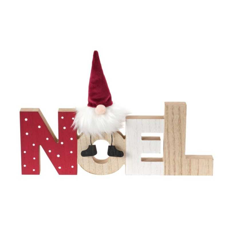 CENTRE DE TABLE LETTRES NOEL PÈRE NOEL VELOURS BORDEAUX FOURRURE BARBE BLANCHE