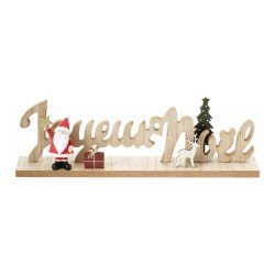 CENTRE DE TABLE BOIS JOYEUX NOEL HAPPY SANTA 29 CM X 5 CM X 9.5 CM