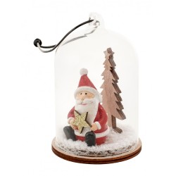 DECORATION VERRE HAPPY SANTA DIA 7 CM X 12 CM A POSER OU SUSPENDRE