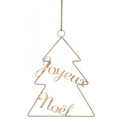 SAPIN METAL JOYEUX NOEL MAJESTIC A SUSPENDRE AV LIEN JUTE 28 CM X 37 CM