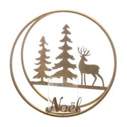 CENTRE DE TABLE PHOTOPHORE VERRE MAJESTIC OR BROSSE FINITION VINTAGE NOEL