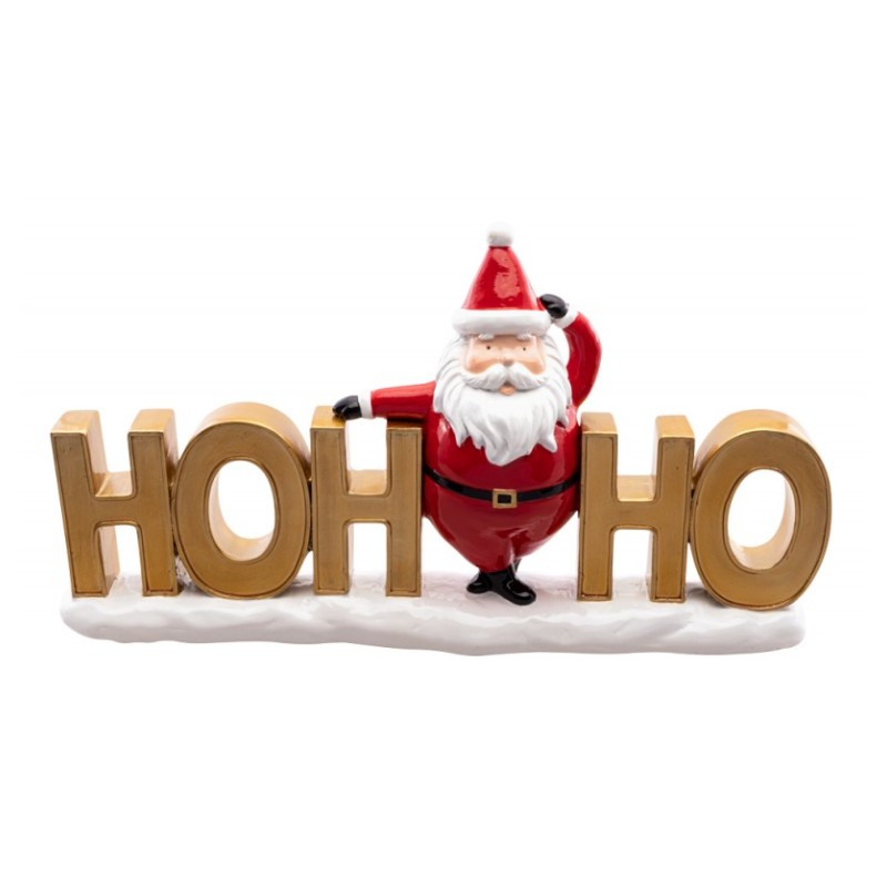 CENTRE DE TABLE RESINE PERE NOEL HOHOHO 30 CM X 6.5 CM X 17 CM HT