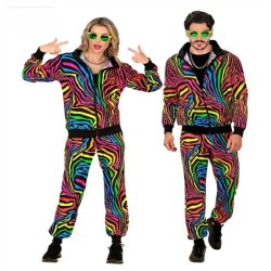 DEGUISEMENT COMBINAISSON ANNEES 60'S FASHION ANIMALIER  ARC EN CIEL TAILLE M